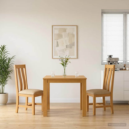 Dining Set 3 pcs Beige Solid Oak Wood