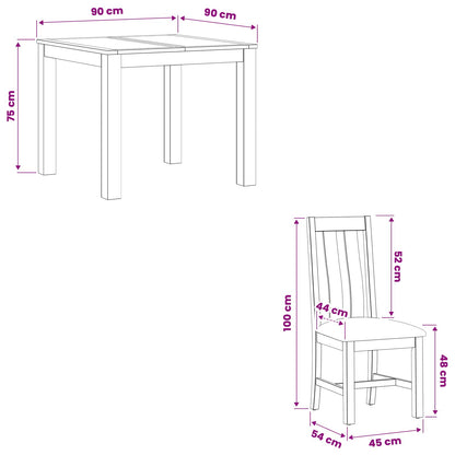 Dining Set 3 pcs Beige Solid Oak Wood