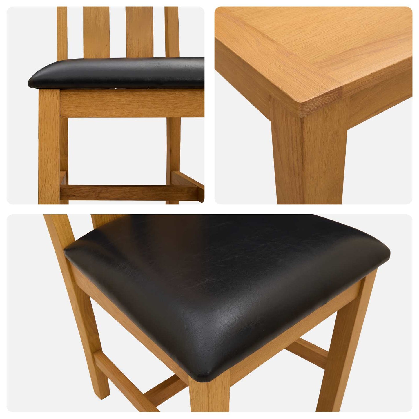 Dining Set 3 pcs Black Solid Oak Wood