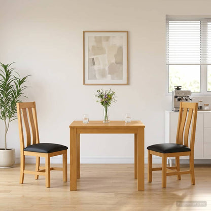 Dining Set 3 pcs Black Solid Oak Wood