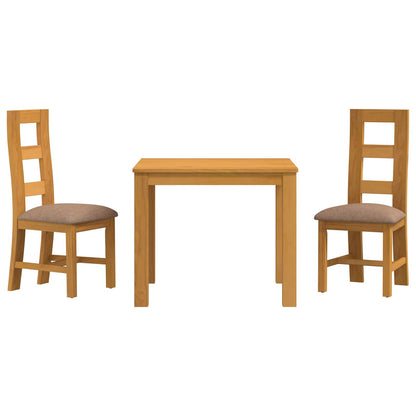 Dining Set 3 pcs Grey Solid Oak Wood