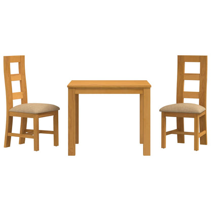 Dining Set 3 pcs Beige Solid Oak Wood
