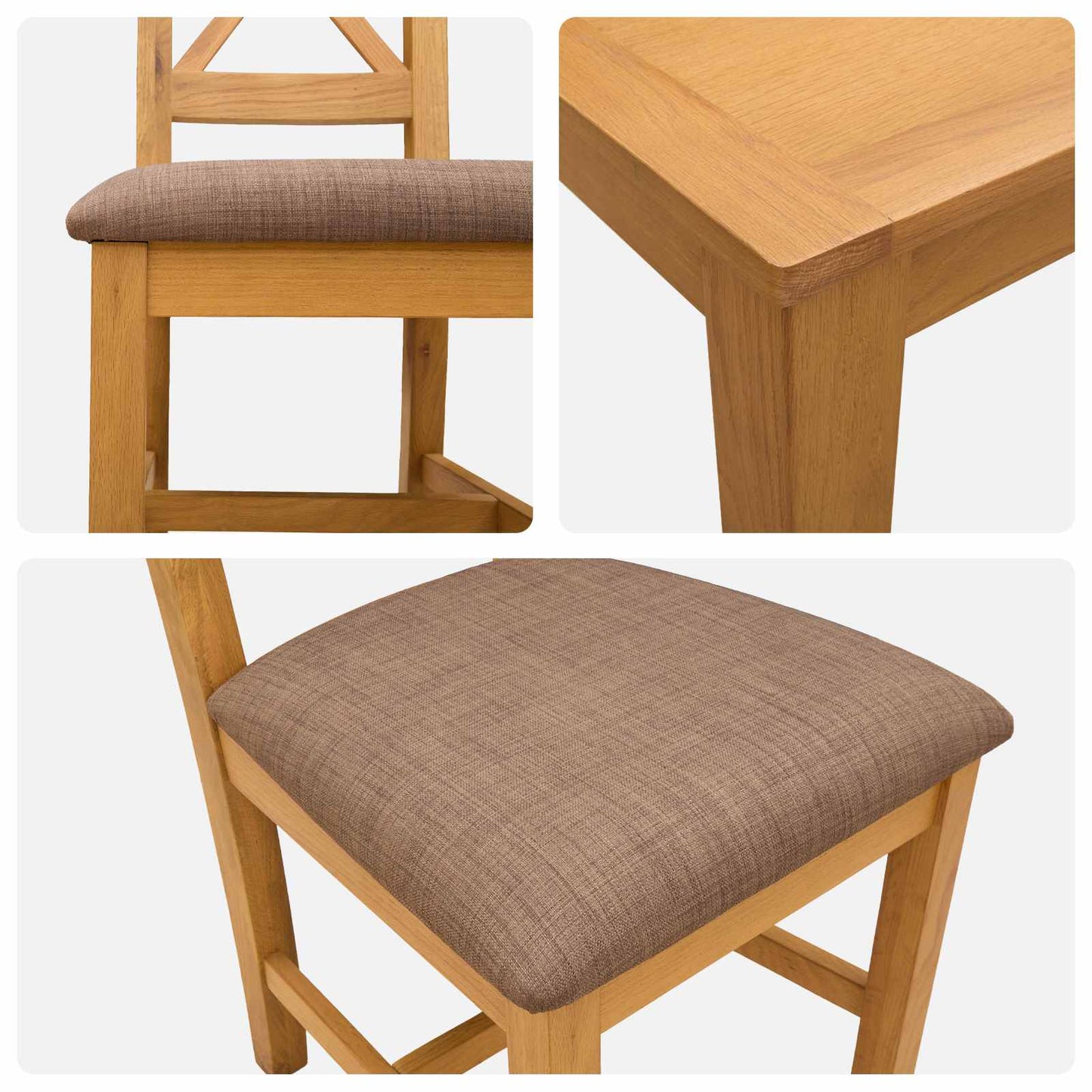 Dining Set 3 pcs Grey Solid Oak Wood