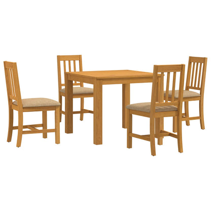 Dining Set 5 pcs Beige Solid Oak Wood