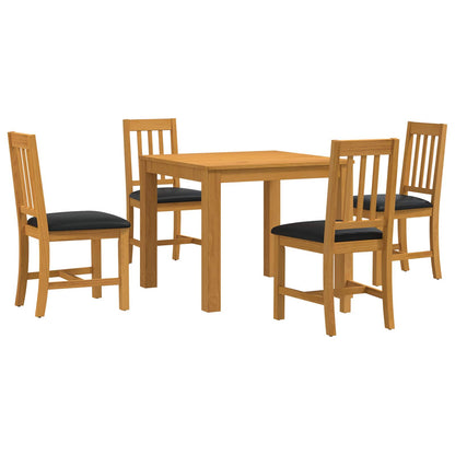 Dining Set 5 pcs Black Solid Oak Wood
