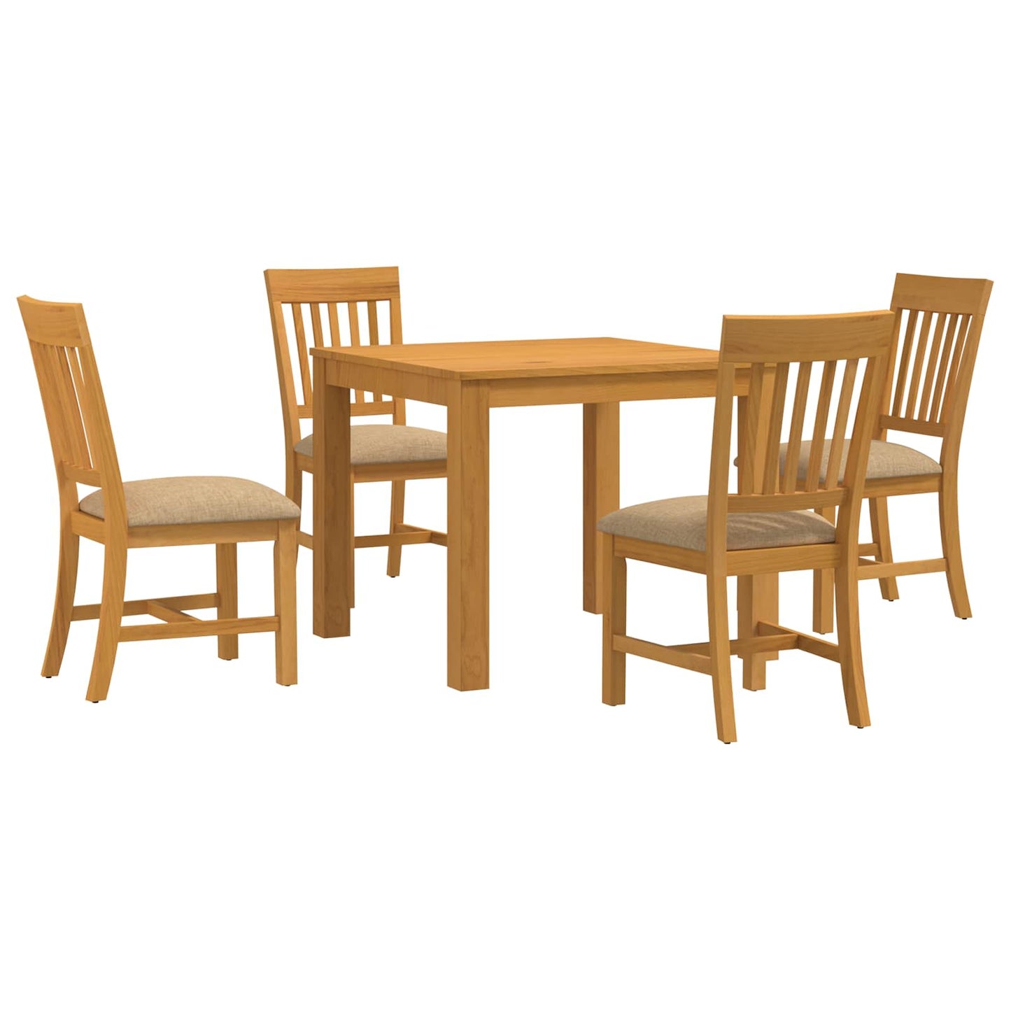 Dining Set 5 pcs Beige Solid Oak Wood