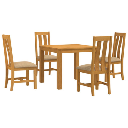 Dining Set 5 pcs Beige Solid Oak Wood