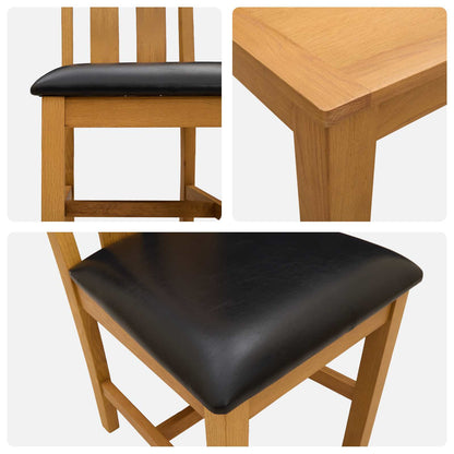 Dining Set 5 pcs Black Solid Oak Wood