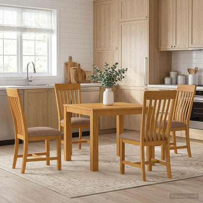 Dining Set 5 pcs Grey Solid Oak Wood