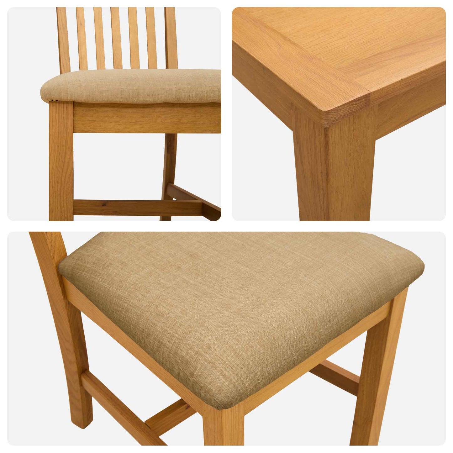 Dining Set 5 pcs Beige Solid Oak Wood