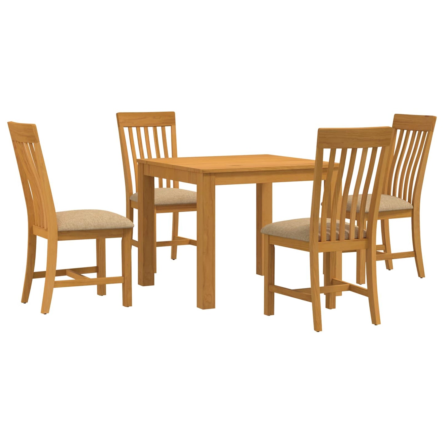 Dining Set 5 pcs Beige Solid Oak Wood