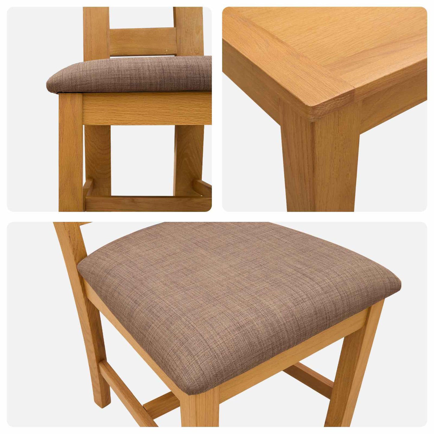 Dining Set 5 pcs Grey Solid Oak Wood