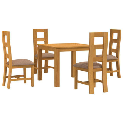 Dining Set 5 pcs Grey Solid Oak Wood