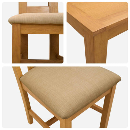Dining Set 5 pcs Beige Solid Oak Wood