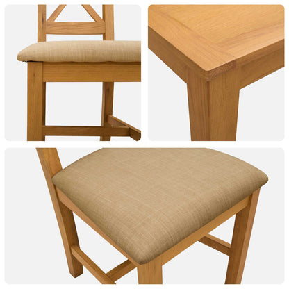 Dining Set 5 pcs Beige Solid Oak Wood