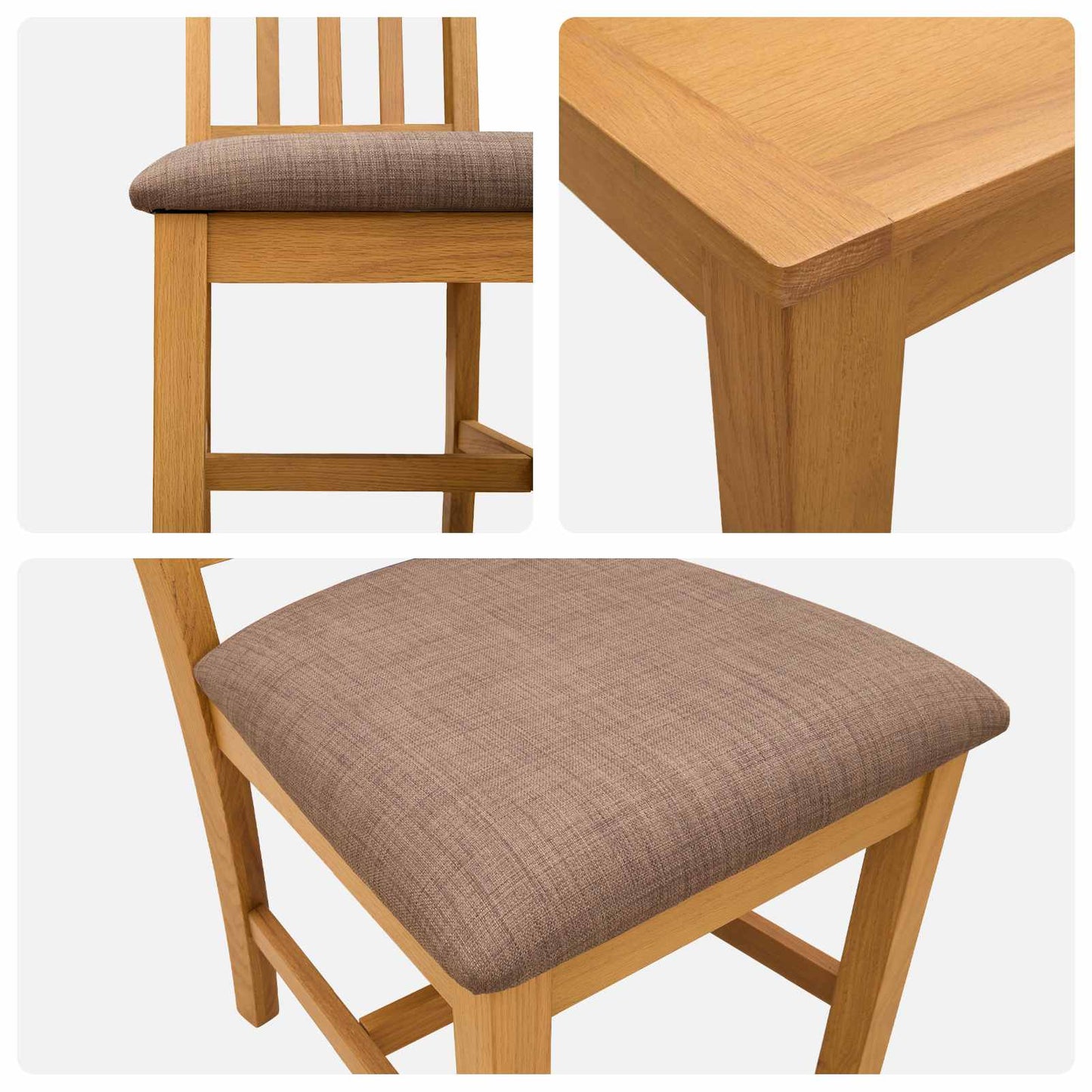 Dining Set 5 pcs Grey Solid Oak Wood