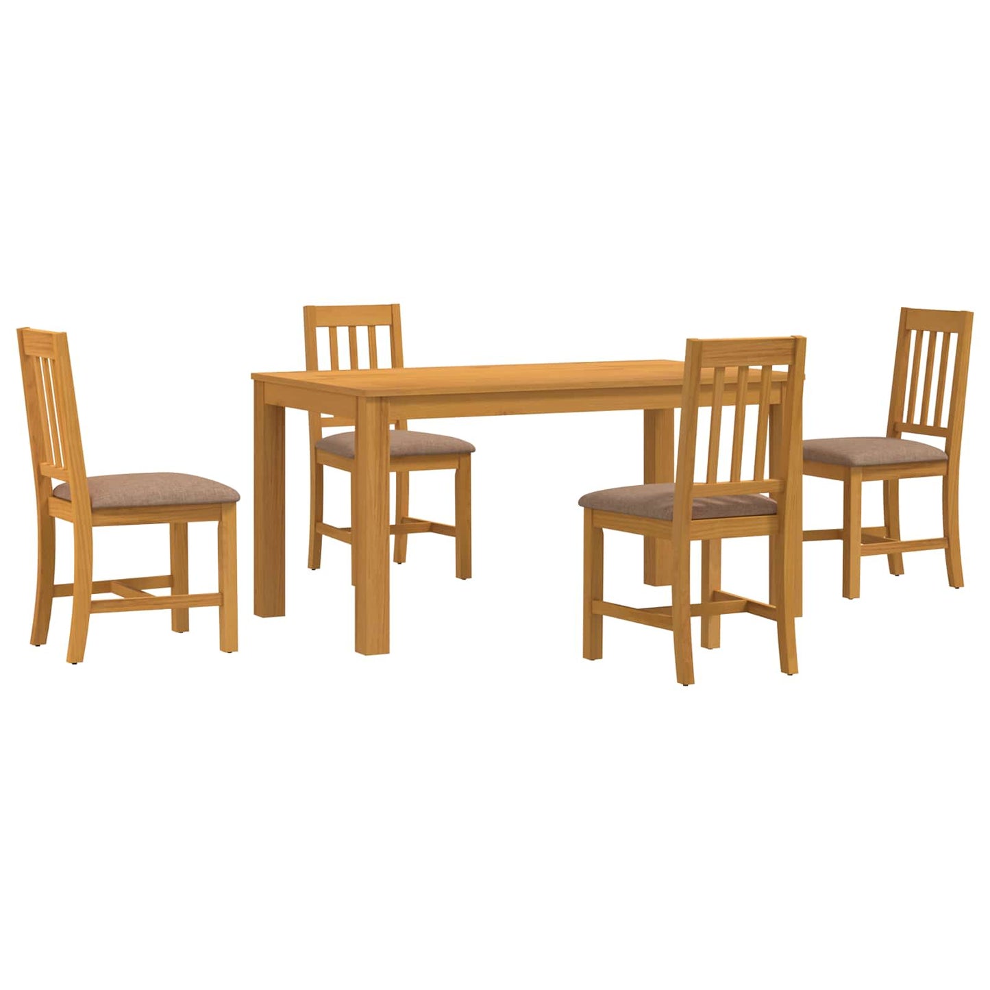 Dining Set 5 pcs Grey Solid Oak Wood