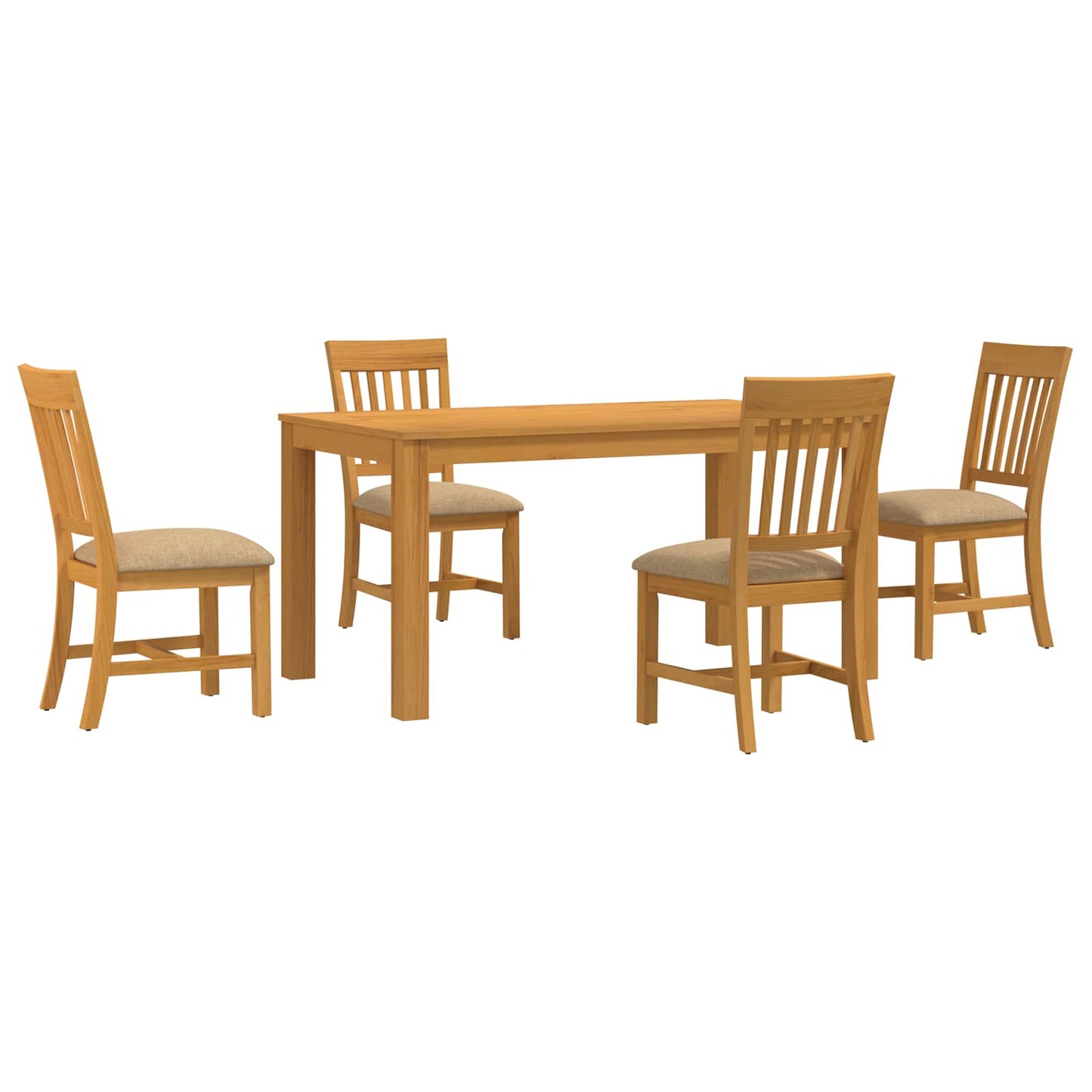 Dining Set 5 pcs Beige Solid Oak Wood