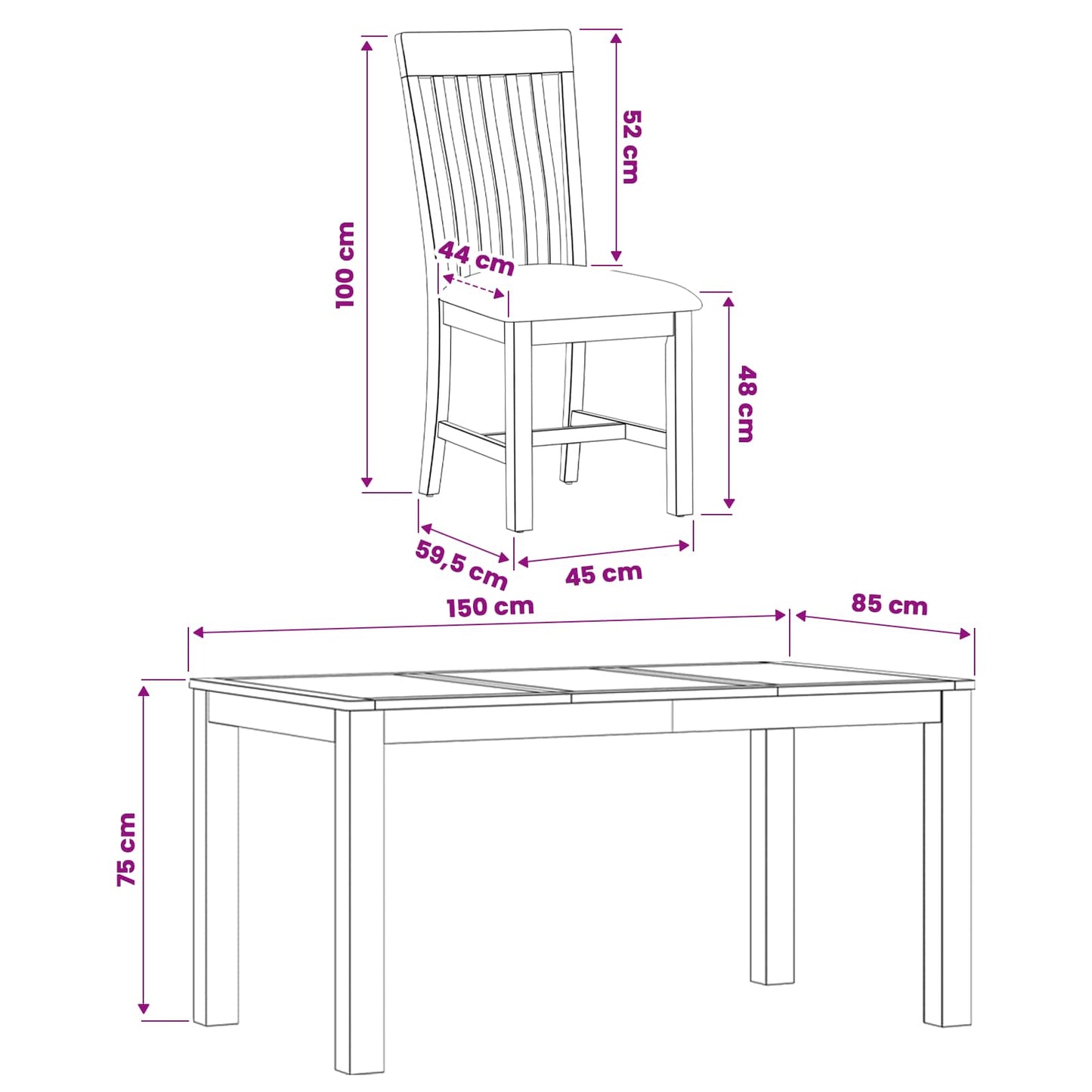 Dining Set 5 pcs Grey Solid Oak Wood