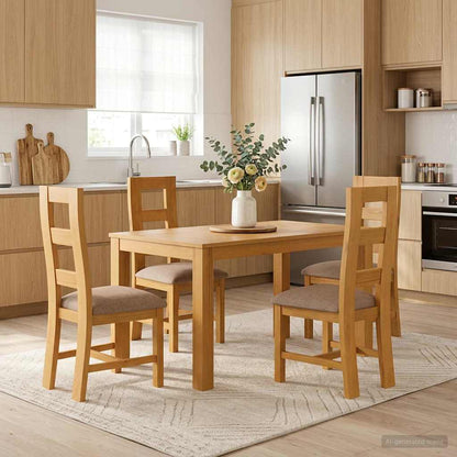 Dining Set 5 pcs Grey Solid Oak Wood