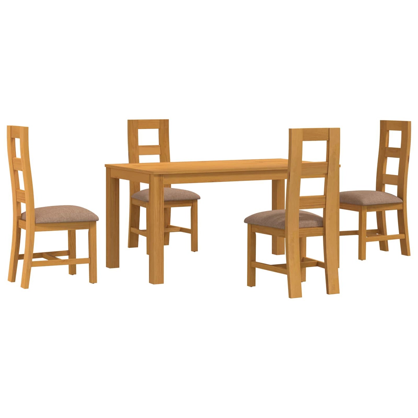 Dining Set 5 pcs Grey Solid Oak Wood