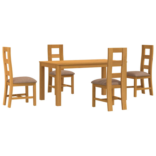 Dining Set 5 pcs Grey Solid Oak Wood