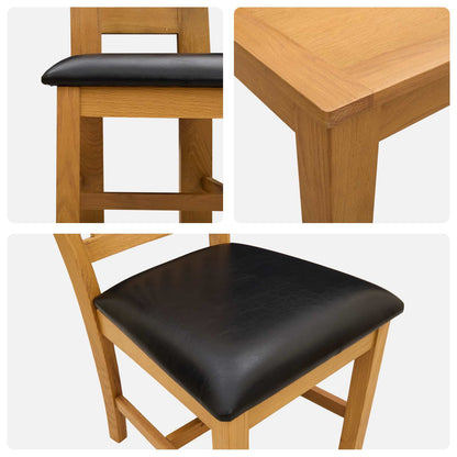Dining Set 5 pcs Black Solid Oak Wood