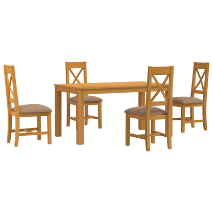 Dining Set 5 pcs Grey Solid Oak Wood