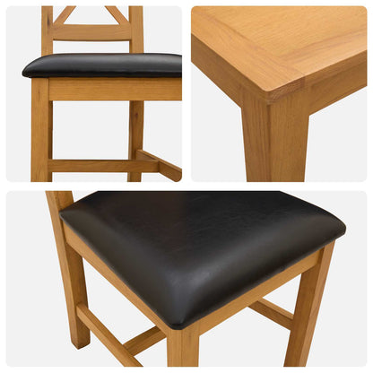 Dining Set 5 pcs Black Solid Oak Wood