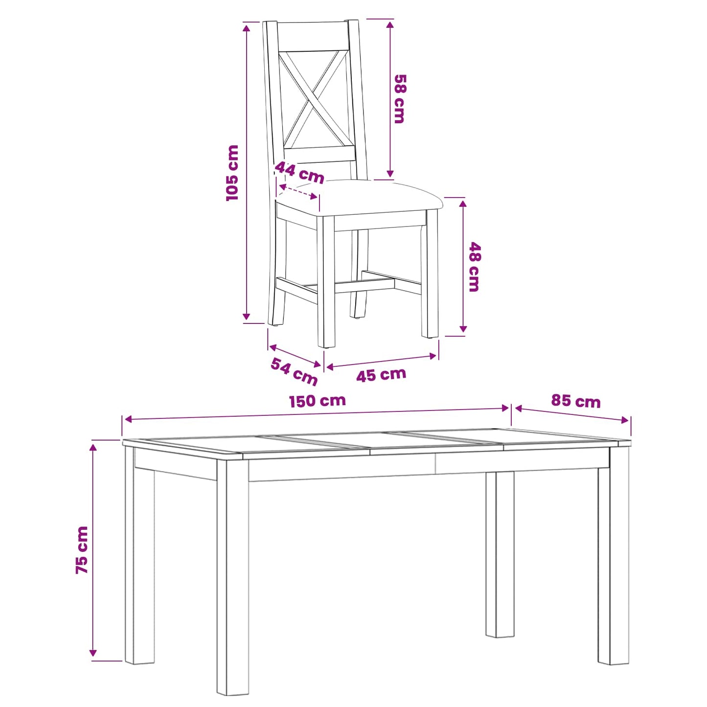 Dining Set 5 pcs Black Solid Oak Wood