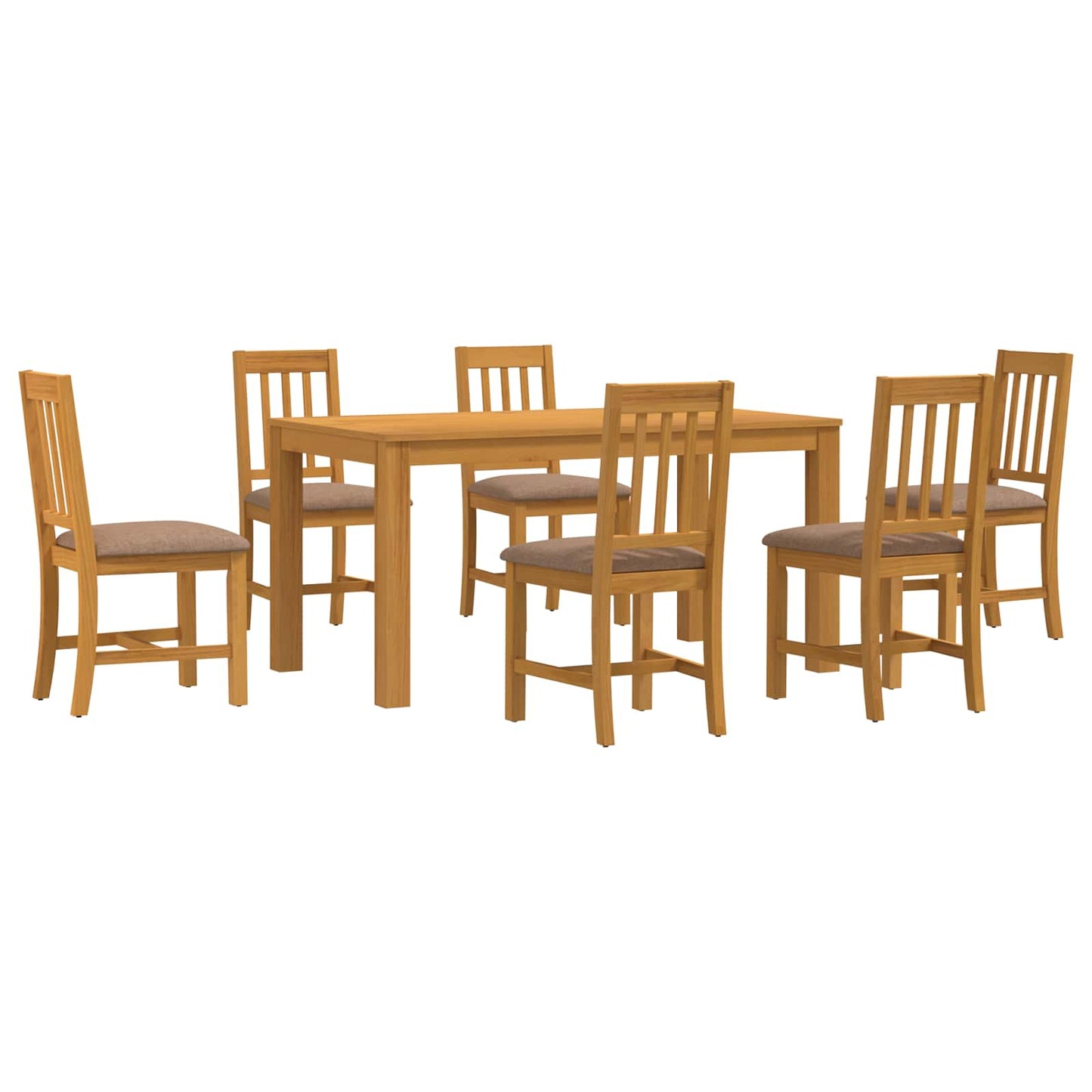 Dining Set 7 pcs Grey Solid Oak Wood