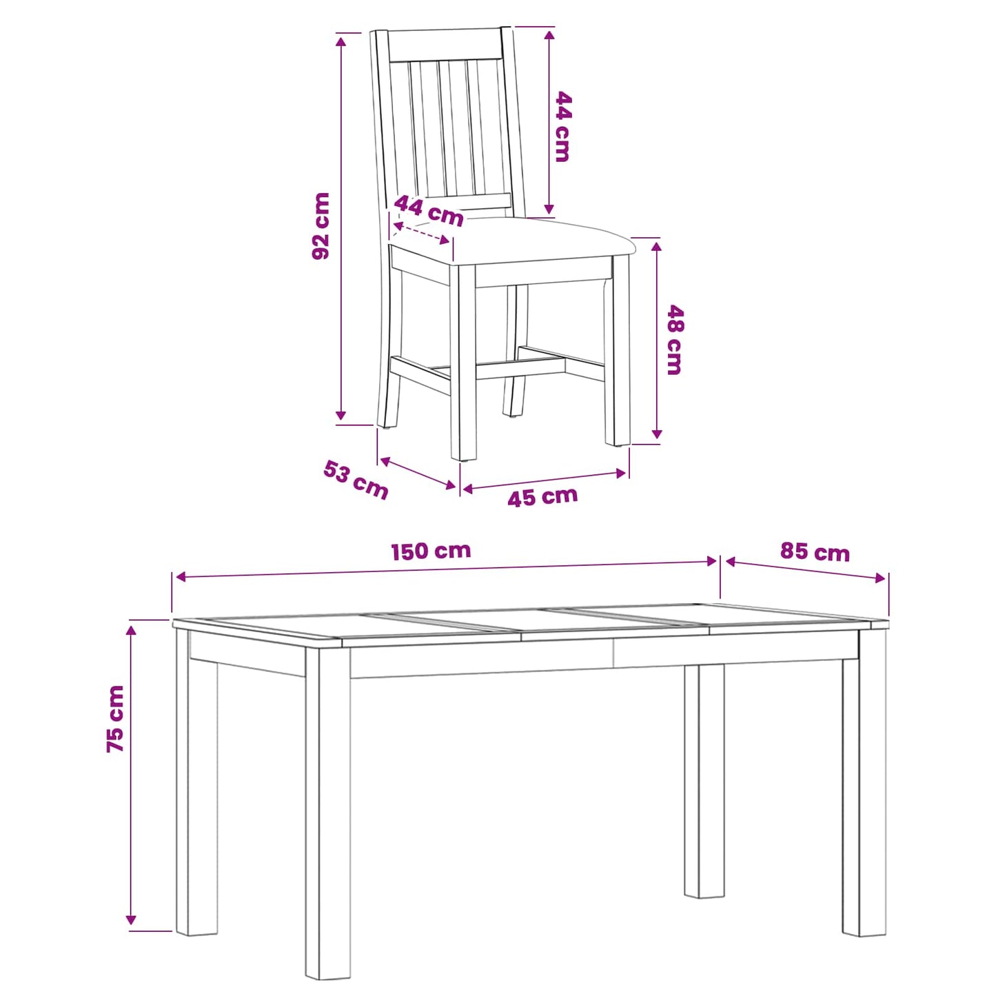 Dining Set 7 pcs Grey Solid Oak Wood