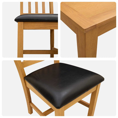 Dining Set 7 pcs Black Solid Oak Wood