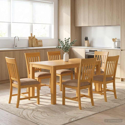Dining Set 7 pcs Grey Solid Oak Wood