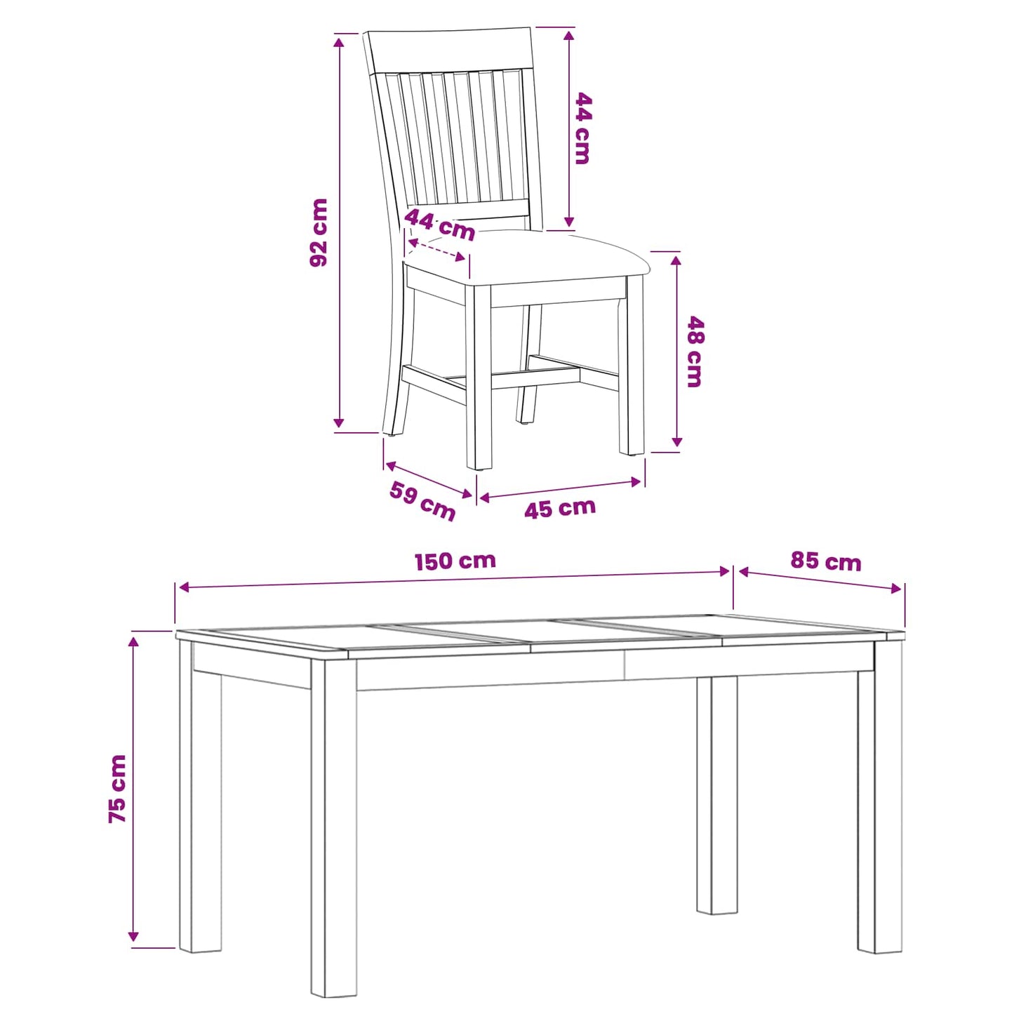 Dining Set 7 pcs Grey Solid Oak Wood
