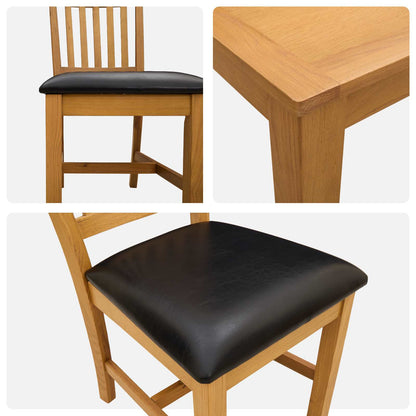 Dining Set 7 pcs Black Solid Oak Wood