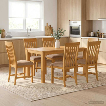 Dining Set 7 pcs Grey Solid Oak Wood