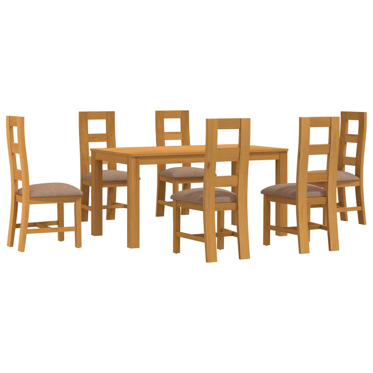 Dining Set 7 pcs Grey Solid Oak Wood