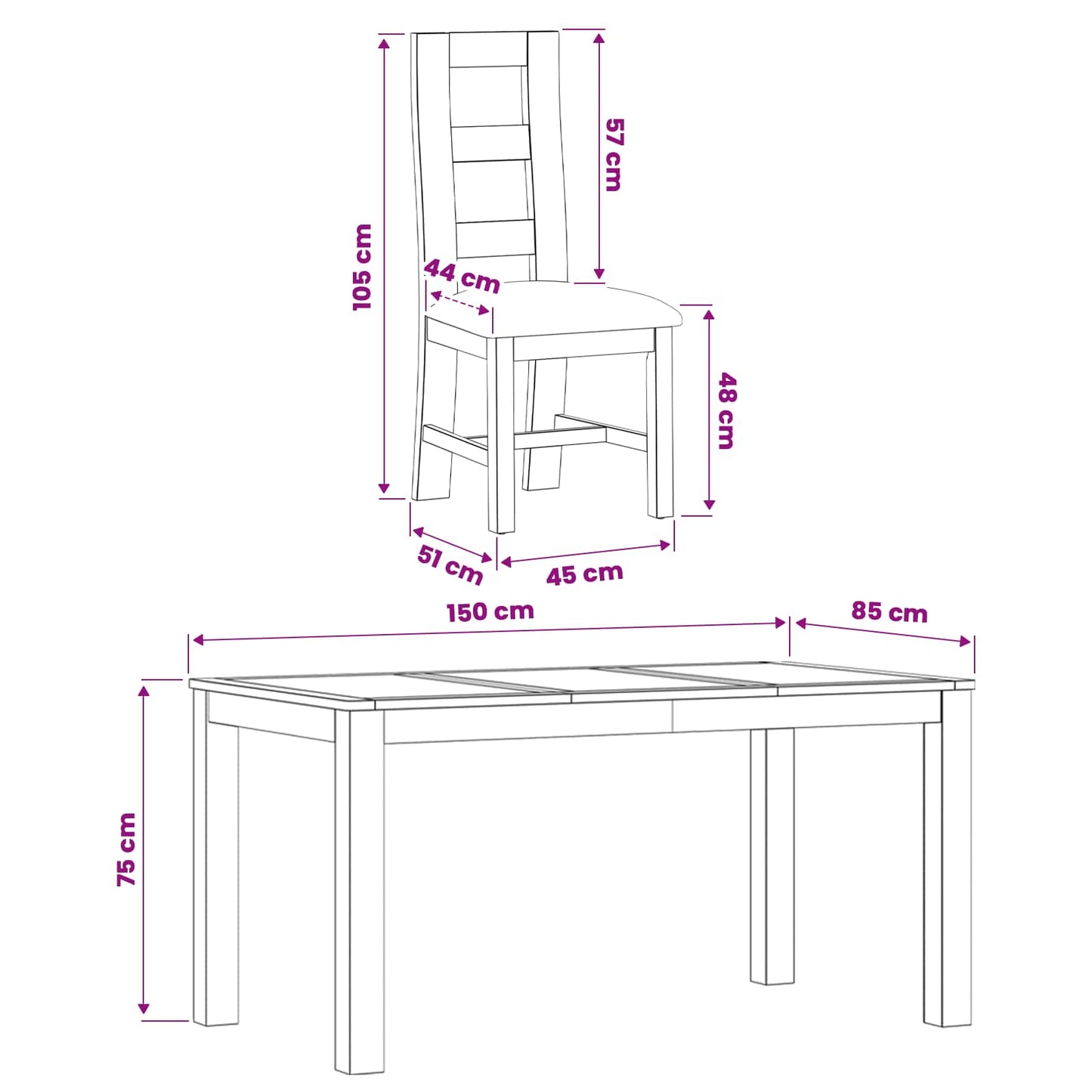 Dining Set 7 pcs Grey Solid Oak Wood