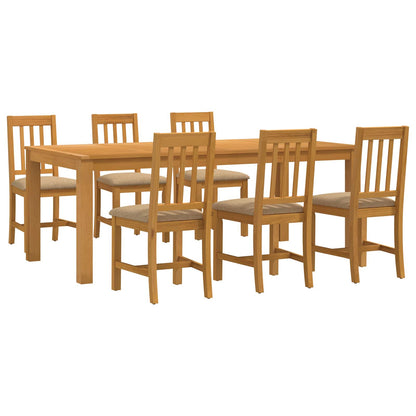 Dining Set 7 pcs Beige Solid Oak Wood