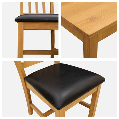 Dining Set 7 pcs Black Solid Oak Wood