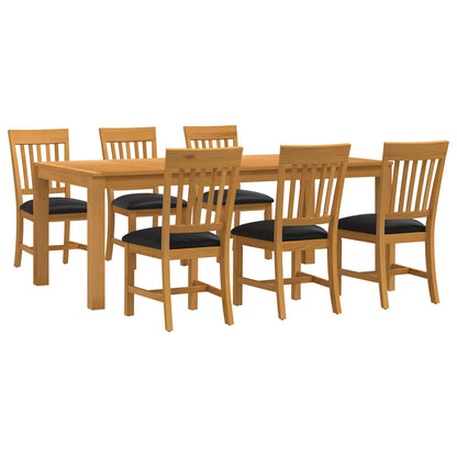 Dining Set 7 pcs Black Solid Oak Wood