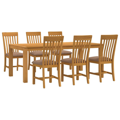 Dining Set 7 pcs Grey Solid Oak Wood