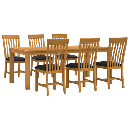 Dining Set 7 pcs Black Solid Oak Wood