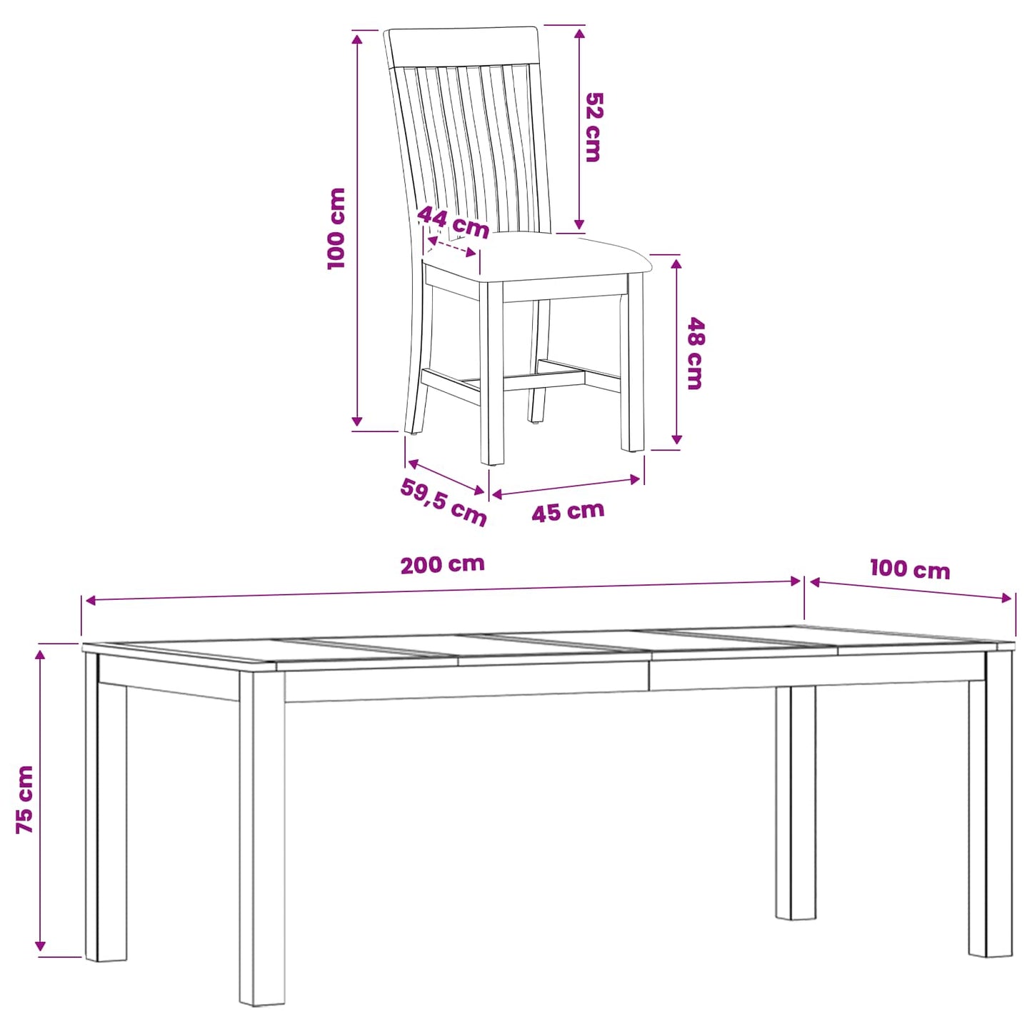 Dining Set 7 pcs Black Solid Oak Wood
