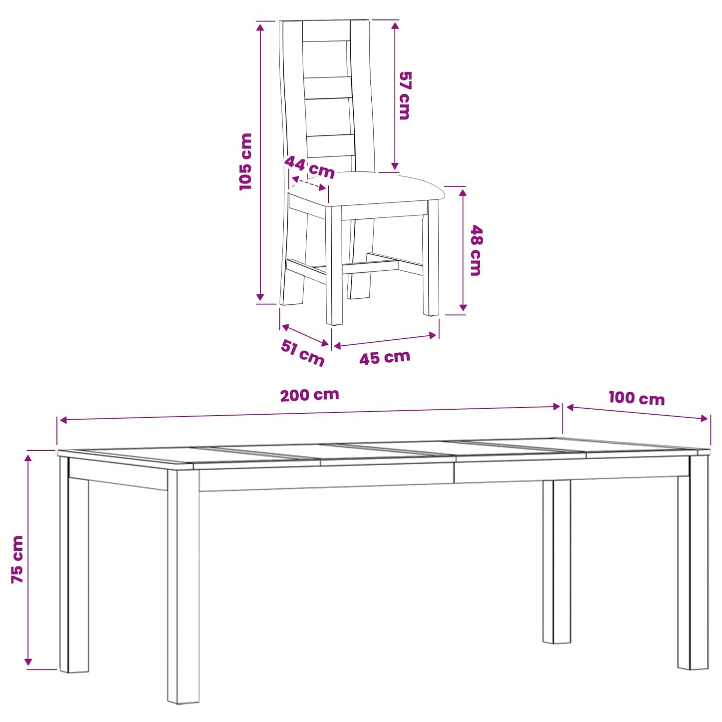 Dining Set 7 pcs Grey Solid Oak Wood