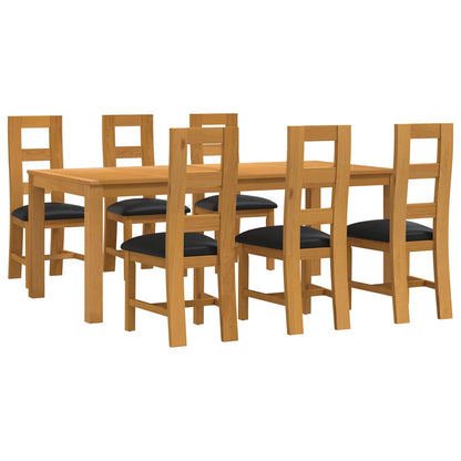 Dining Set 7 pcs Black Solid Oak Wood