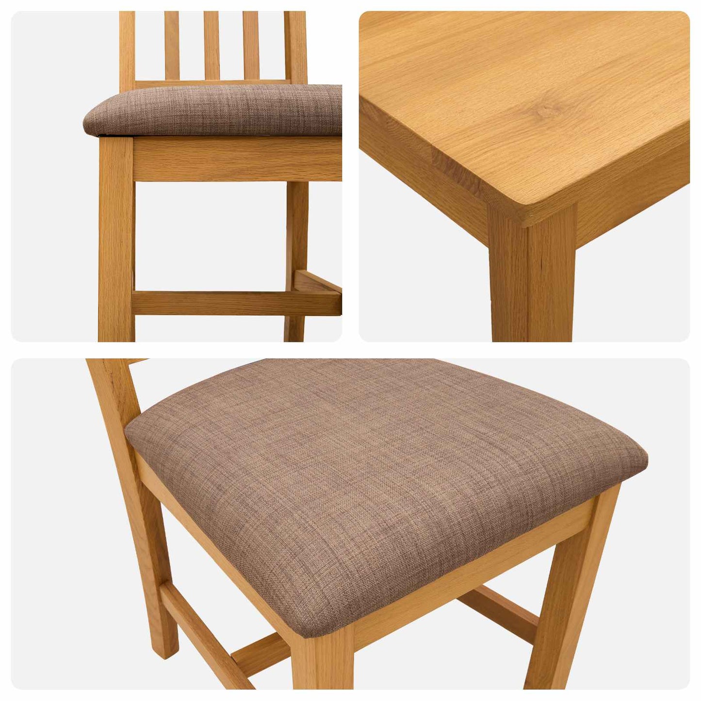 Dining Set 9 pcs Grey Solid Oak Wood