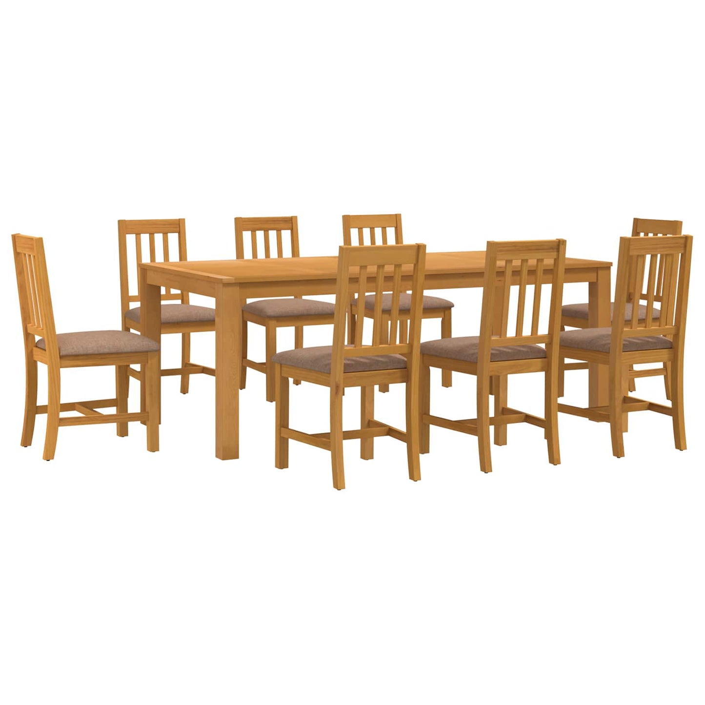 Dining Set 9 pcs Grey Solid Oak Wood