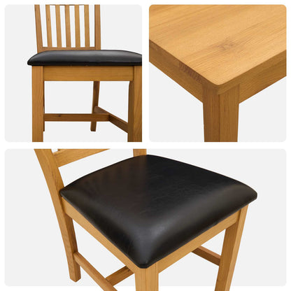 Dining Set 9 pcs Black Solid Oak Wood